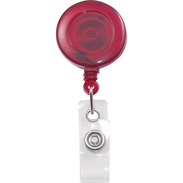 Advantus Translucent Retractable ID Card Reel with Snaps - Nylon, Metal - 12 / Pack - Translucent Red (Min Order Qty 2) MPN:75471