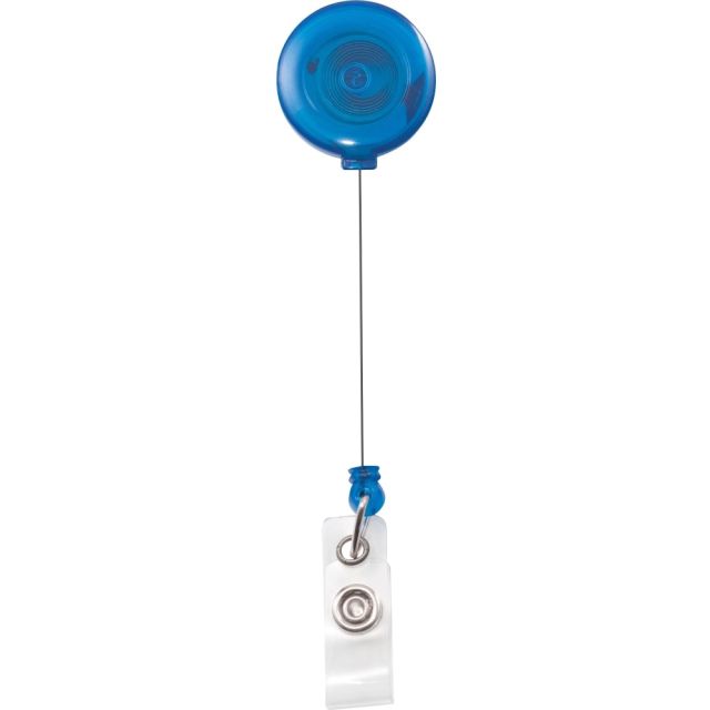 Advantus Translucent Retractable ID Card Reel With Snaps, Translucent Blue/Clear, Pack Of 12 (Min Order Qty 2) MPN:75472