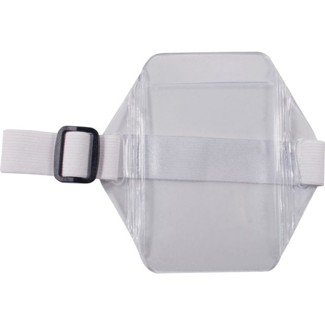 Advantus Arm Badge Holder - Support 2.50in x 3.50in Media - Vertical - Vinyl, Elastic - 12 / Box - White, Clear - Heavy Duty (Min Order Qty 2) MPN:75649