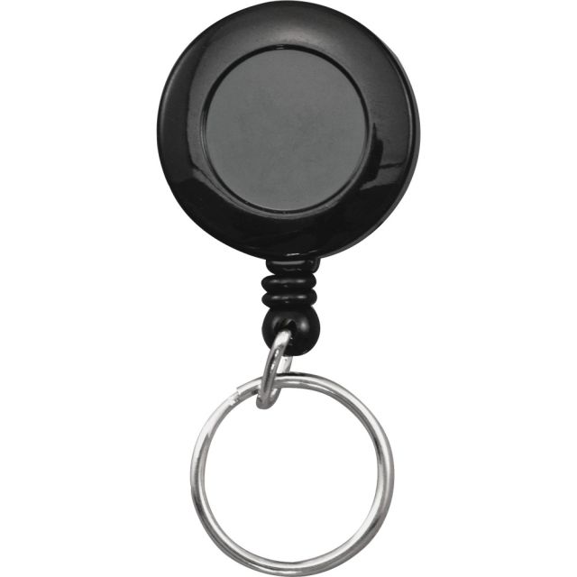 Advantus Clip-on Ring Retractable ID Reel - 12 / Box - Black - Sturdy (Min Order Qty 2) MPN:97121