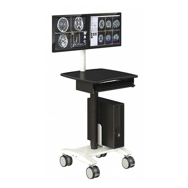 Dual Monitor Medical Cart Black 58 H MPN:PC800_2023_KB01_2F_C_01