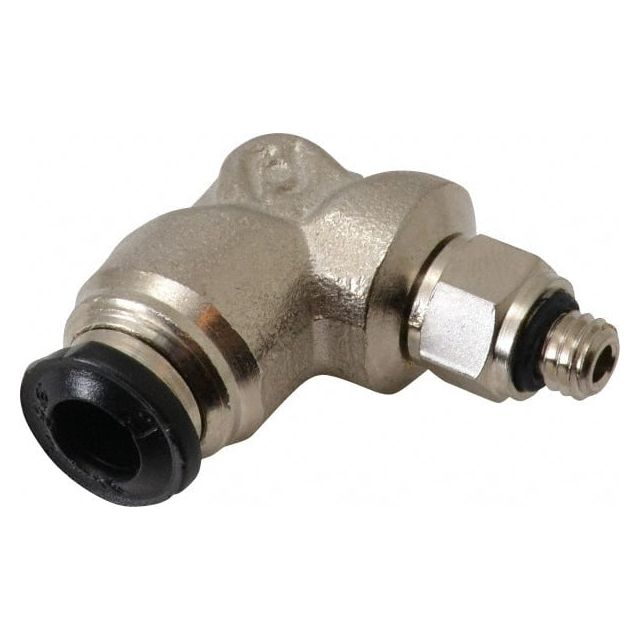 Push-To-Connect Tube to Metric Thread Tube Fitting: Swivel Elbow, M5 Thread MPN:50115N-5-M5