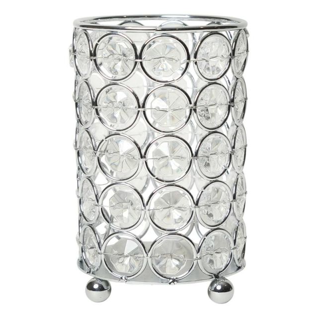 Elegant Designs Ellipse Crystal Decorative Vase, 5inH x 3-1/4inW x 3-1/4inD, Chrome (Min Order Qty 2) MPN:HG1001-CHR