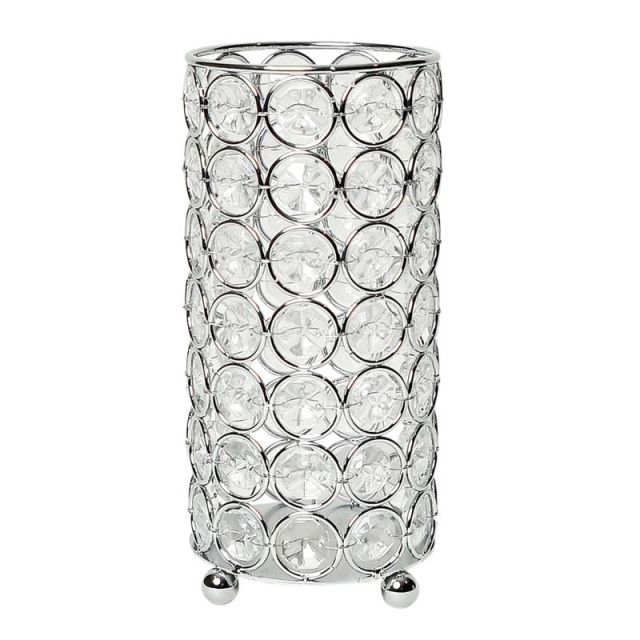 Elegant Designs Ellipse Crystal Decorative Vase, 6-3/4inH x 3-1/4inW x 3-1/4inD, Chrome (Min Order Qty 2) MPN:HG1002-CHR