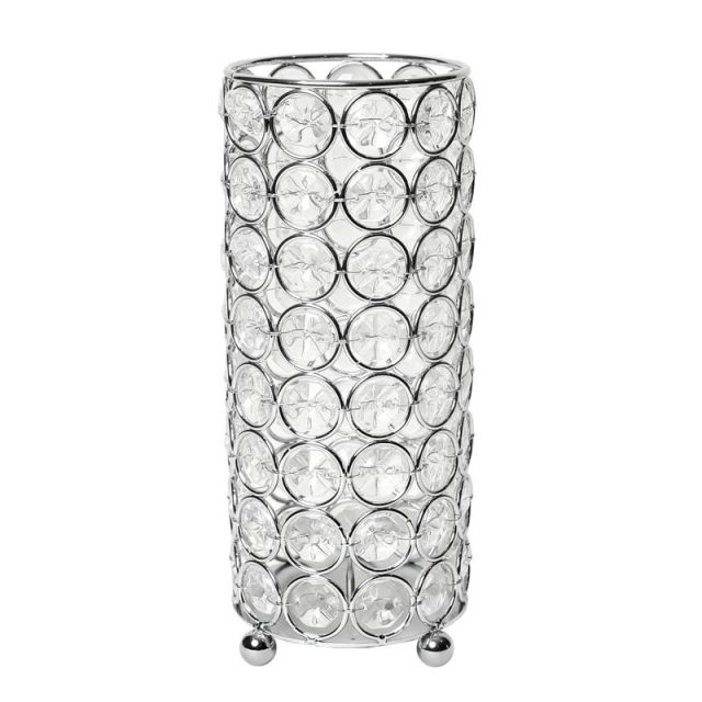 Elegant Designs Ellipse Crystal Decorative Vase, 7-3/4inH x 3-1/4inW x 3-1/4inD, Chrome (Min Order Qty 2) MPN:HG1003-CHR