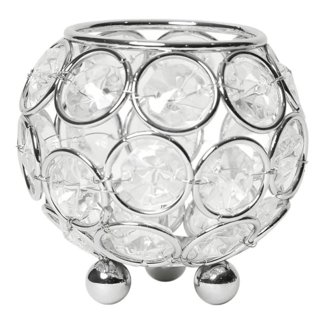 Elegant Designs Elipse Crystal Circular Bowl, 3inH x 3inW x 3inD, Chrome (Min Order Qty 3) MPN:HG1004-CHR