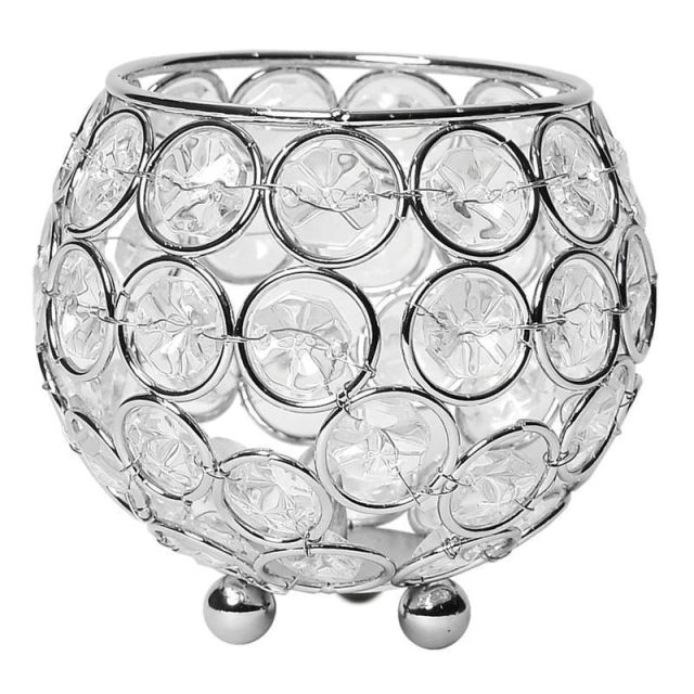 Elegant Designs Elipse Crystal Bowl, 3-3/4in, Chrome (Min Order Qty 3) MPN:HG1005-CHR
