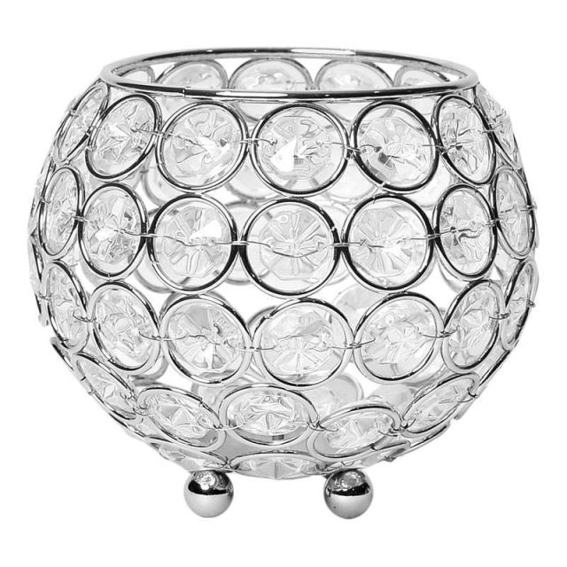 Elegant Designs Elipse Crystal Bowl, 4-1/4in x 4-3/4in, Chrome (Min Order Qty 2) MPN:HG1006-CHR