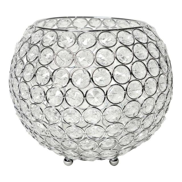 Elegant Designs Elipse Crystal Bowl, 6-3/4in x 8in, Chrome (Min Order Qty 2) MPN:HG1008-CHR