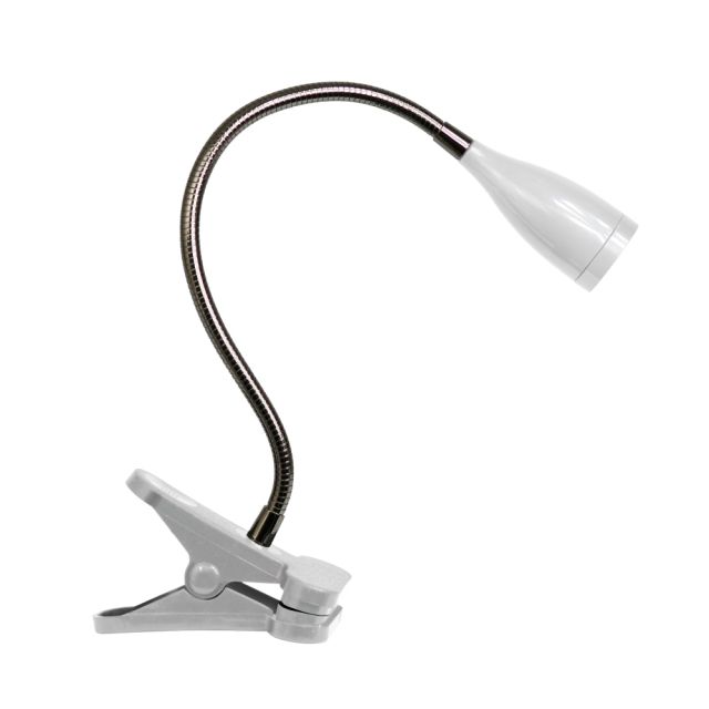 Simple Designs Flexible Gooseneck LED Clip Desk Lamp, Adjustable, White (Min Order Qty 3) MPN:LD2005-WHT
