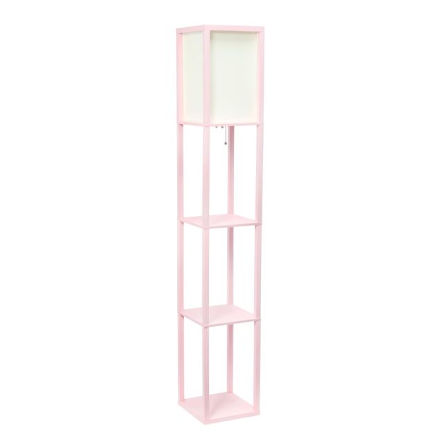 Simple Designs Floor Lamp With Etagere Organizer, 62-3/4inH, White Shade/Pink Base MPN:LF1014-LPK