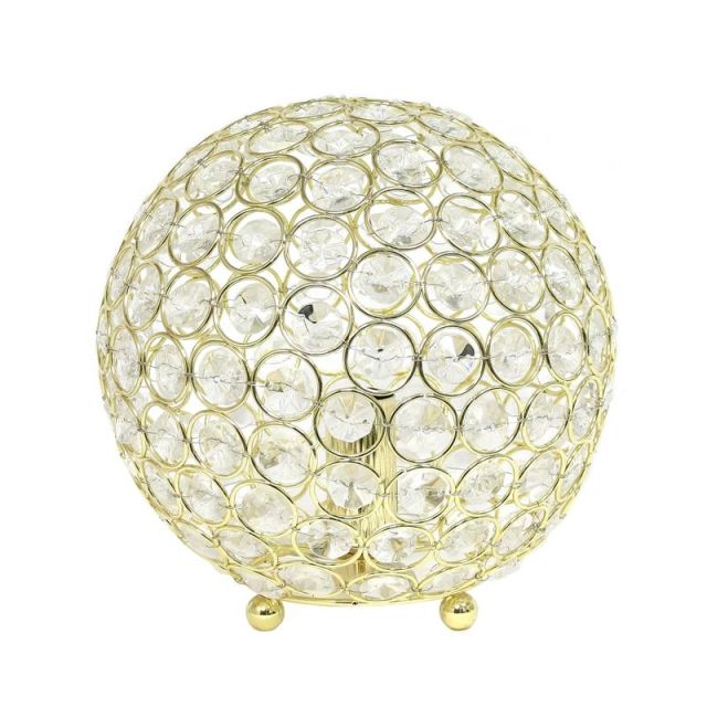 Elegant Designs Crystal Ball Table Lamp, 8inH, Gold MPN:LT1026-GLD