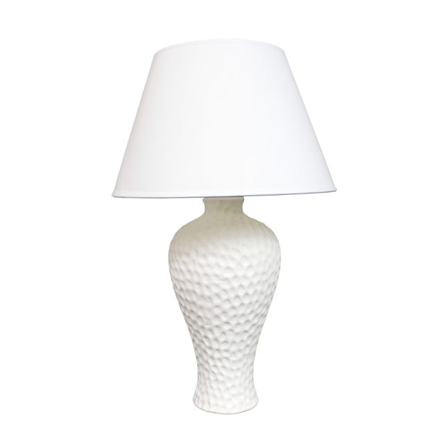 Simple Designs Curvy Ceramic Table Lamp, 19 1/2inH, White Shade/White Base (Min Order Qty 2) MPN:LT2004-WHT
