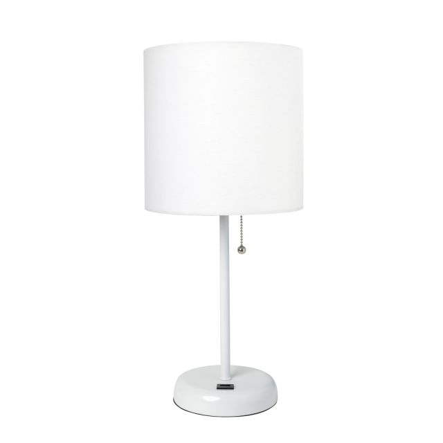 LimeLights Stick Lamp With USB Port, 19-1/2inH, White Shade/White Base (Min Order Qty 2) MPN:LT2044-WOW