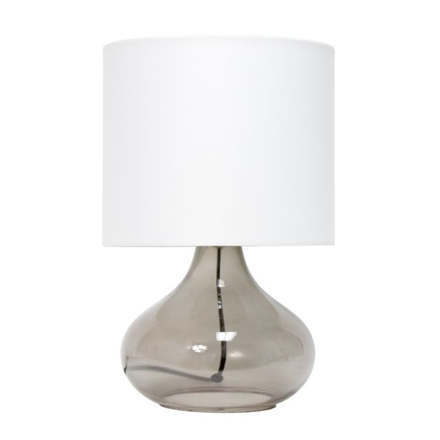 Simple Designs Glass Raindrop Table Lamp, 13-1/2inH, White Shade/Smoke Gray Base (Min Order Qty 2) MPN:LT2063-SMW