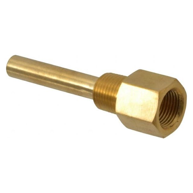 4 Inch Overall Length, 1/2 Inch Thread, Brass Standard Thermowell MPN:.5-260S-U2.5 BR
