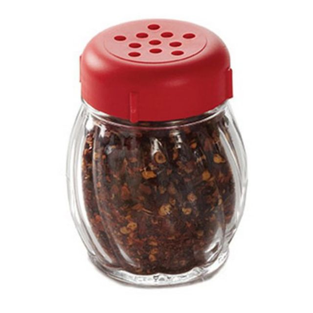Tablecraft Plastic Shaker With Lid, 6 Oz, Clear/Red (Min Order Qty 8) MPN:P260RE