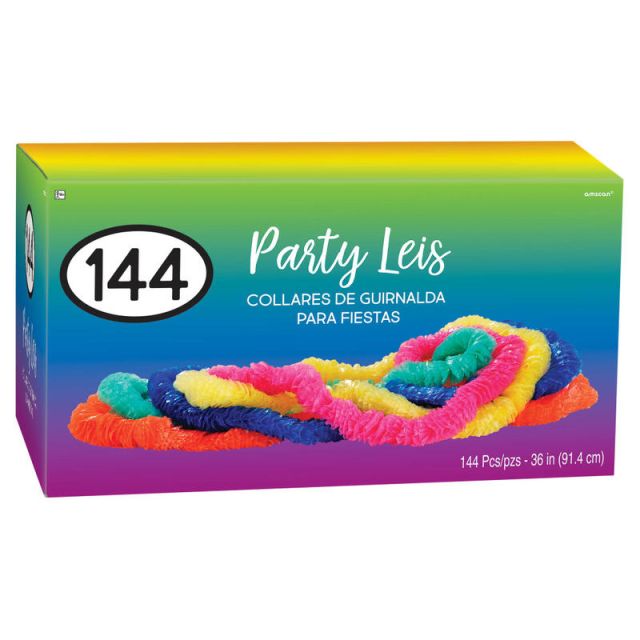 Amscan Summer Luau Poly Leis, Multicolor, Box Of 144 Leis (Min Order Qty 2) MPN:318871