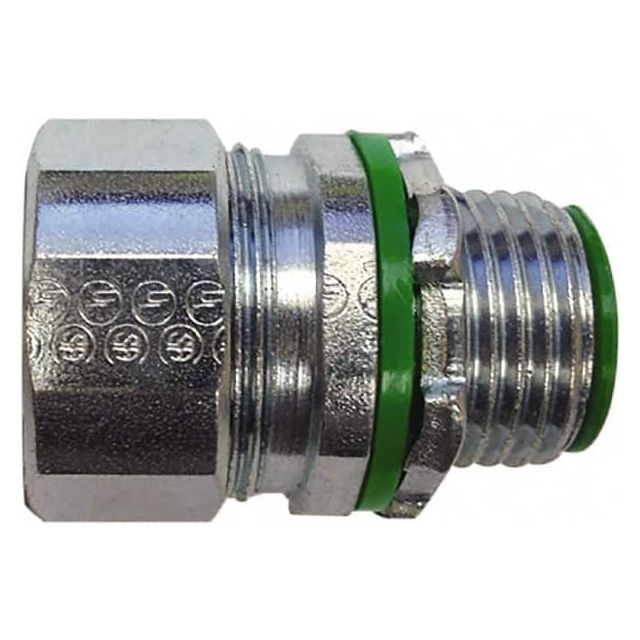 Conduit Connector: For Liquid-Tight, Zinc-Plated Steel, 1-1/4