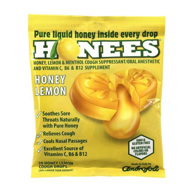 Honees Cough Drops, Honey Lemon, 20 Per Pouch, Case Of 6 Pouches (Min Order Qty 2) MPN:293-00005