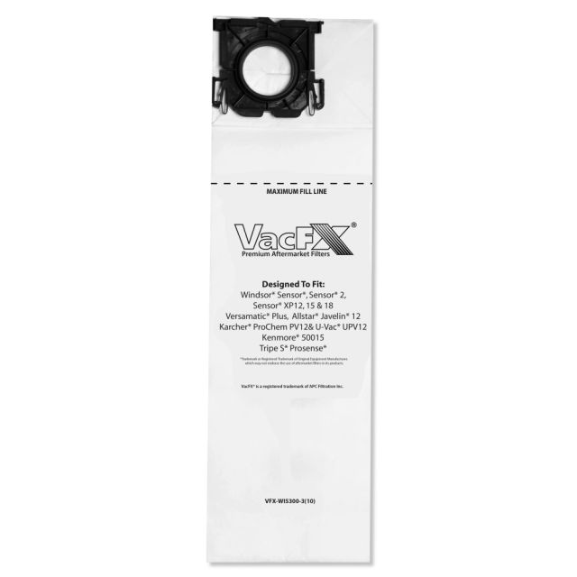 VacFX Windsor Sensor Vacuum Filter Bags, White, Pack of 100 Bags MPN:APC VFXW15300310