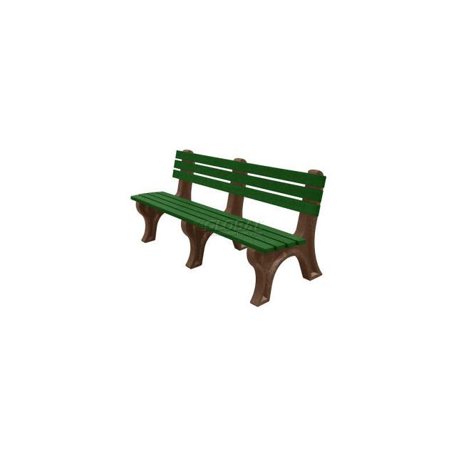 Polly Products Econo Mizer 6' Backed Bench Green Bench/Brown Frame ASM-EM6B-02-BN/GN