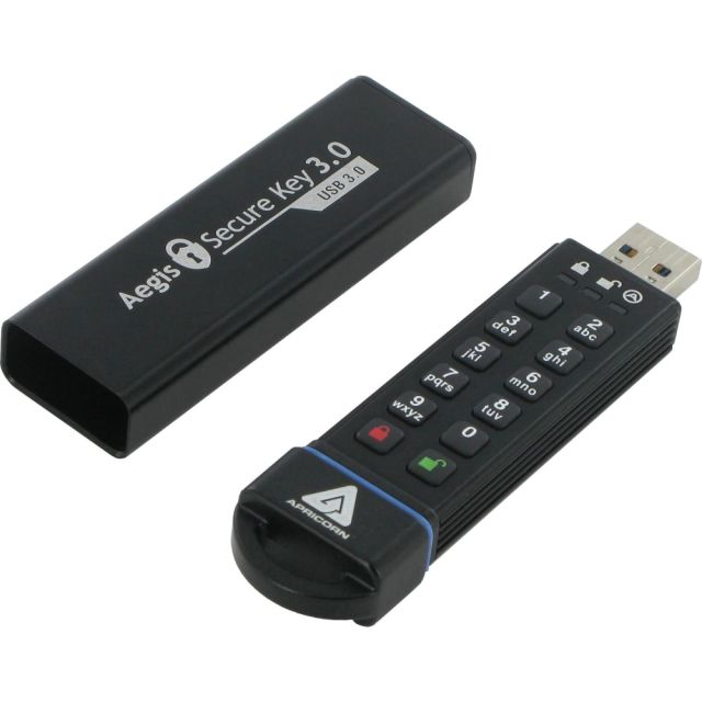 Apricorn Aegis Secure Key 3.0 - USB 3.0 Flash Drive - 480 GB - USB 3.0 - 195 MB/s Read Speed - 162 MB/s Write Speed - 256-bit AES - 3 Year Warranty - TAA Compliant MPN:ASK3-480GB