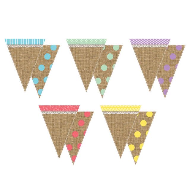 Teacher Created Resources Shabby Chic Pennants, 8 3/4in x 6 3/4in, Multicolor, Pack Of 16 (Min Order Qty 5) MPN:TCR77170