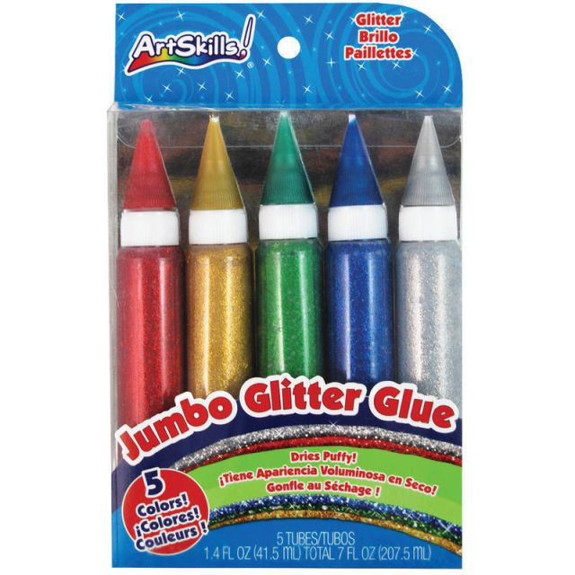 ArtSkills Jumbo Glitter Glue, Assorted Classic Colors, Pack of 5 (Min Order Qty 18) MPN:PA-1328