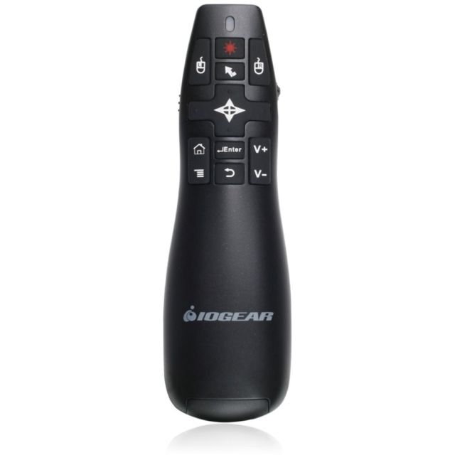 IOGEAR Gyro Presenter Mouse with Red Laser - Laser - Wireless - Radio Frequency - 2.40 GHz - Black - 1 Pack - USB 2.0 (Min Order Qty 2) MPN:GME430R