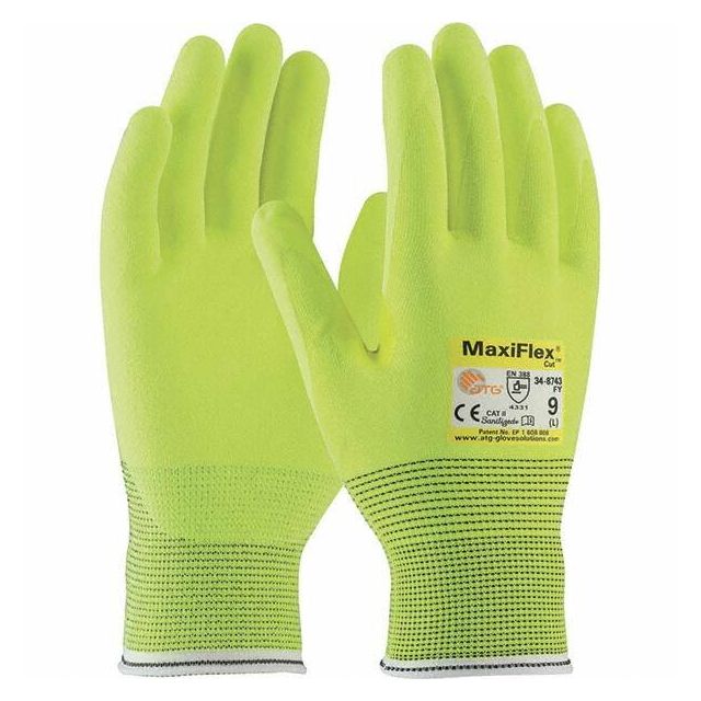 Cut, Puncture & Abrasive-Resistant Gloves: Size M, ANSI Cut A2, ANSI Puncture 1, Nitrile, Engineered Yarn MPN:34-8743FY/M