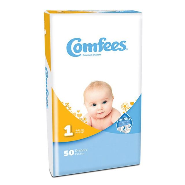 Attends Comfees Baby Diapers, Size 1, White, Pack Of 50 (Min Order Qty 4) MPN:48CMF1