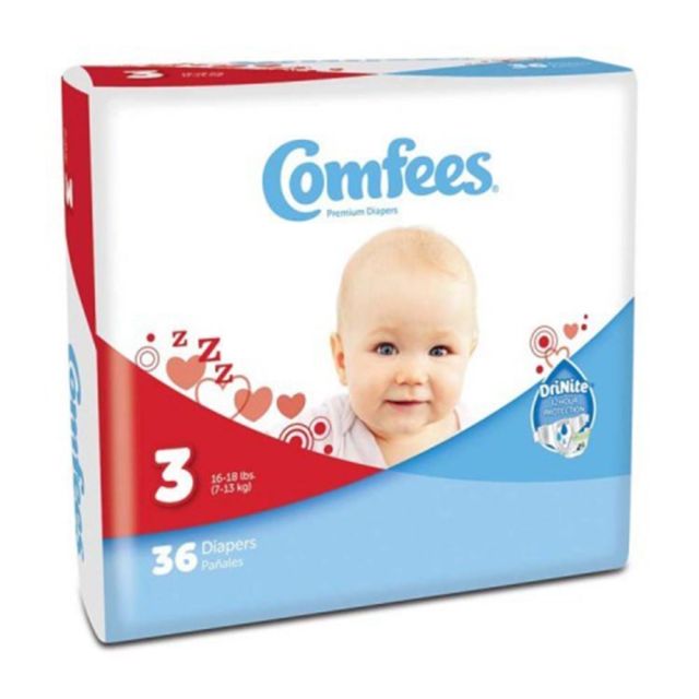 Attends Comfees Baby Diapers, Size 3, White, Pack Of 36 (Min Order Qty 3) MPN:48CMF3