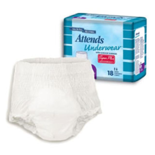 Attends Underwear Super Plus Absorbency With Leakage Barriers (Large, Waist/Hip: 44in-58in, Weight: 170-210 Lb) Pack Of 18 (Min Order Qty 3) MPN:48APP0730