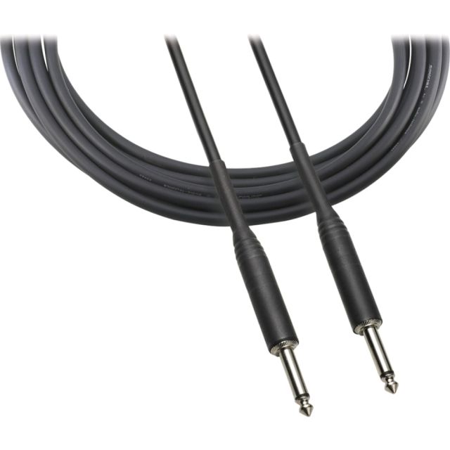 Audio-Technica 1/4in - 1/4in Phone Plug Instrument Cable. 10ft (3.0 m) Length - 10 ft 6.35mm Audio Cable for Audio Device, Microphone - First End: 1 x 6.35mm Audio - Male - Second End: 1 x 6.35mm Audio - Male - Shielding - Black (Min Order Qty 6) MPN:ATR-
