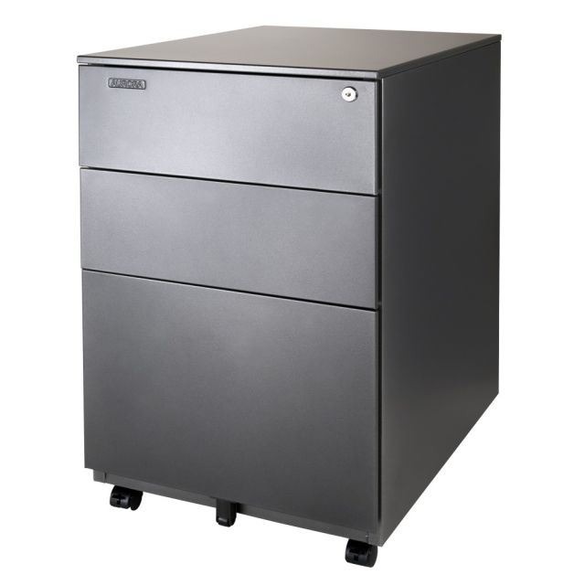 Aurora 24inD Vertical 3-Drawer Mobile File Cabinet, Metal, Metallic Charcoal MPN:FC-103MB