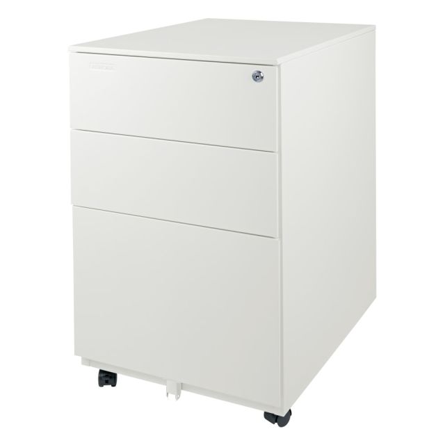 Aurora 24inD Vertical 3-Drawer Mobile File Cabinet, Metal, White MPN:FC-103WT