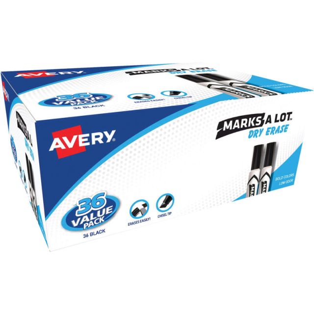 Avery Desk Style Dry Erase Markers - 4.7625 mm Marker Point Size - Chisel Marker Point Style - 36 / Box (Min Order Qty 2) MPN:98207