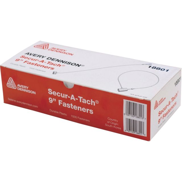 Monarch Secure-A-Tach Fasteners - 1000 Fastener(s) Polypropylene - 9in - 1000/Box - Clear (Min Order Qty 6) MPN:18801