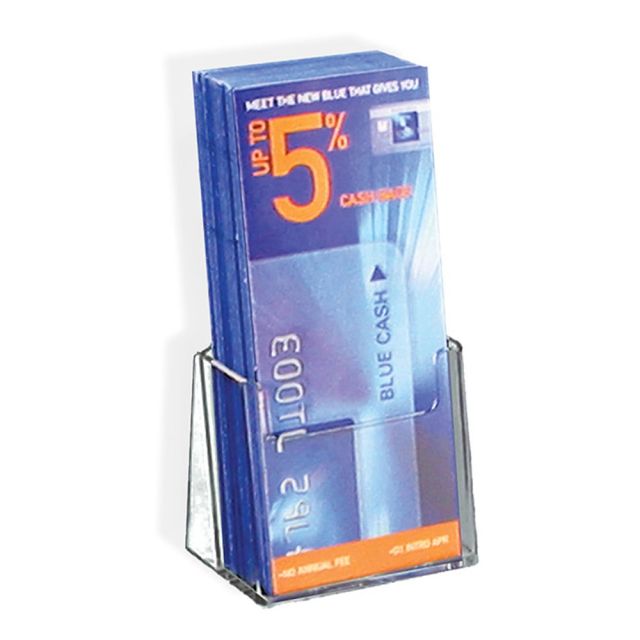 Azar Displays 1-Pocket Plastic Trifold Brochure Holders, 7-1/4inH x 4inW x 2-7/8inD, Clear, Pack Of 25 Holders MPN:252012