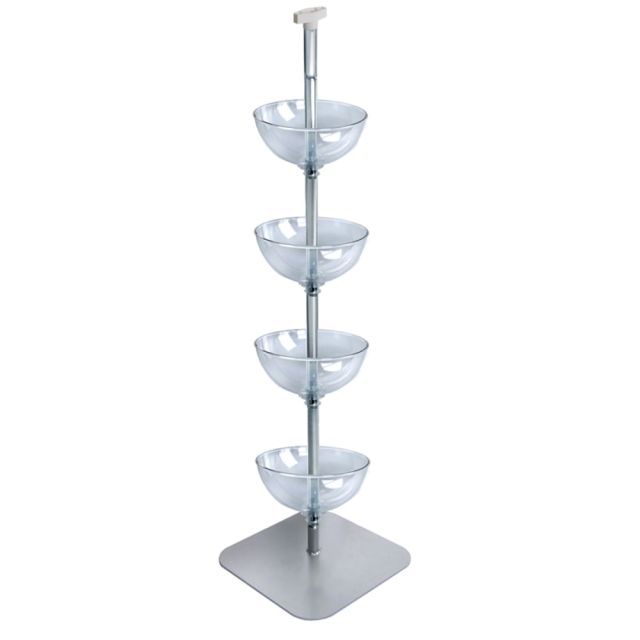 Azar Displays Tiered Bowl Floor Display With Flat Base, 4 Tiers, 12inD, Clear MPN:751204