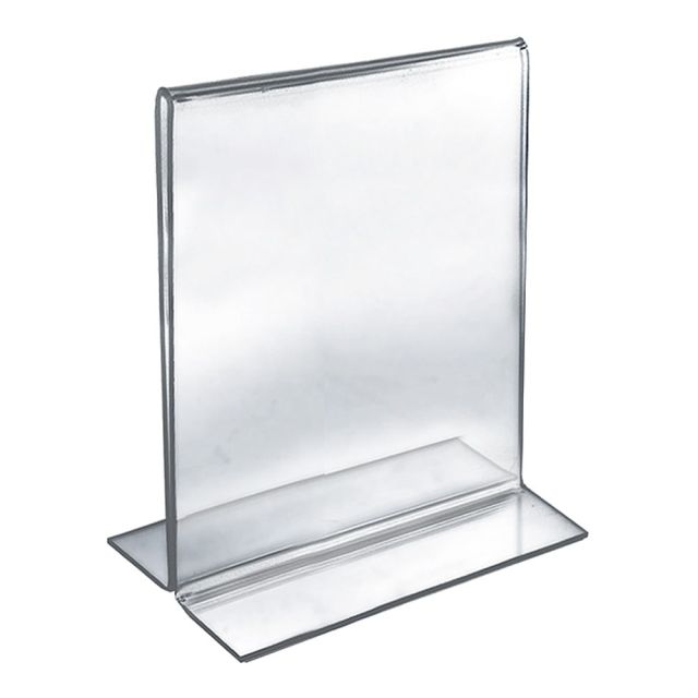 Azar Displays Double-Foot 2-Sided Acrylic Vertical Sign Holders, 8in x 10in, Clear, Pack Of 10 Holders MPN:152718