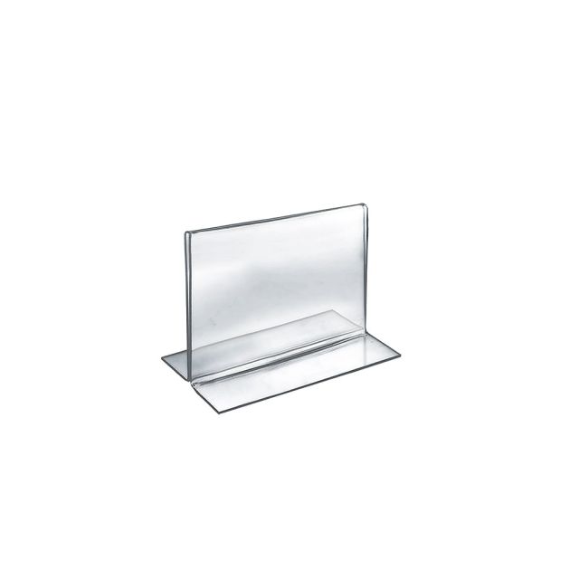 Azar Displays Double-Foot Acrylic Sign Holders, 5in x 6in, Clear, Pack Of 10 (Min Order Qty 2) MPN:152725