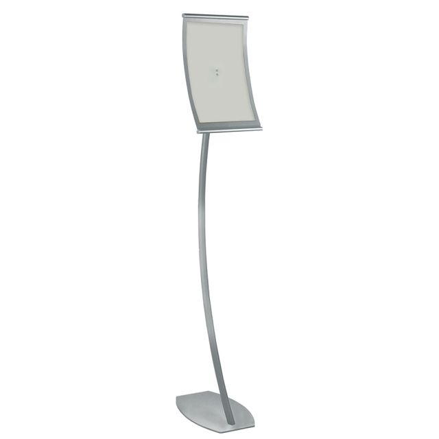 Azar Displays Curved Steel-Frame Floor Stand Sign Holder, 14in x 8 1/2in, Silver MPN:300887