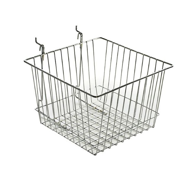 Azar Displays Chrome Wire Baskets, Small Size, 4 1/4in x 12in x 12in, Silver, Pack Of 2 (Min Order Qty 2) MPN:300621
