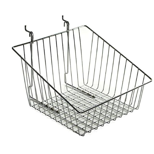 Azar Displays Chrome Wire Baskets, Medium Size, Sloped, 8in x 12in x 12 1/2in, Silver, Pack Of 2 (Min Order Qty 2) MPN:300623