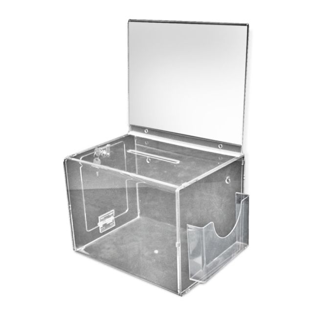 Azar Displays Extra-Large Pedestal Lottery Box With Pocket, 57-3/4inH x 16inW x 16inD, Clear MPN:206300