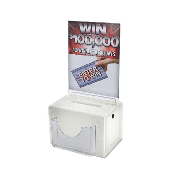 Azar Displays Plastic Suggestion Box, With Lock, Large, 6 1/4inH x 9inW x 6 1/4inD, White (Min Order Qty 2) MPN:206387