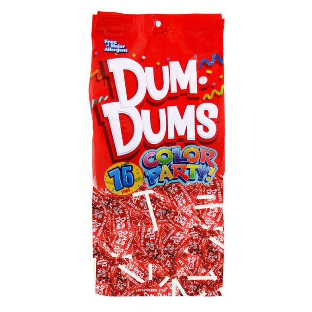 Dum Dums Strawberry Lollipops, Party Red, 75 Pieces Per Bag, Pack Of 2 Bags (Min Order Qty 3) MPN:28000
