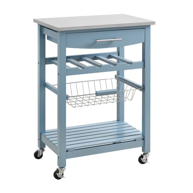 Linon Claus Wood Kitchen Cart, With Shelf, OFDP1862